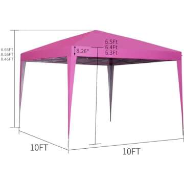 10 x 10 ft Pop-Up Canopy Tent Gazebo for Beach Tailgating Party (Pink2)