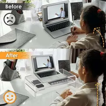 GoldOrcle Clear Acrylic Monitor Stand Riser for Comfort