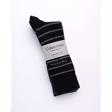 Calvin Klein Men's Dress Socks - 4 Pack Soft Cotton Blend, Striped Crew Socks - Casual Long Work Soc...