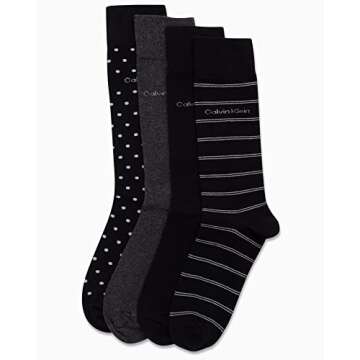 Calvin Klein Men's Dress Socks - Stylish Cotton Crew Socks