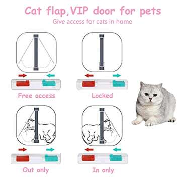 EGETOTA Cat Door Flap Extra Large (Outer Size 11" x 9.8"), 4 Way Locking for Interior Exterior Doors, Weatherproof Pet Door for Cats Doggie Kitties & Kittens, Easy Installation