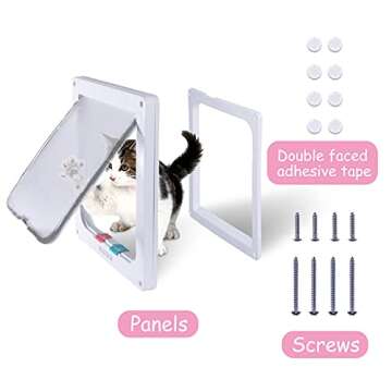 EGETOTA Cat Door Flap Extra Large (Outer Size 11" x 9.8"), 4 Way Locking for Interior Exterior Doors, Weatherproof Pet Door for Cats Doggie Kitties & Kittens, Easy Installation