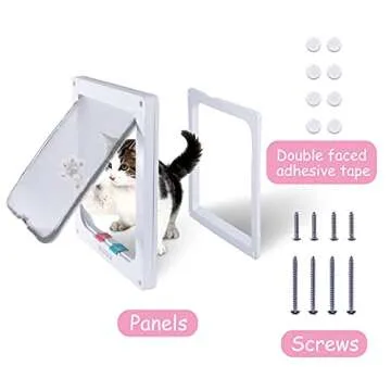 EGETOTA Cat Door Flap Extra Large (Outer Size 11" x 9.8"), 4 Way Locking for Interior Exterior Doors, Weatherproof Pet Door for Cats Doggie Kitties & Kittens, Easy Installation