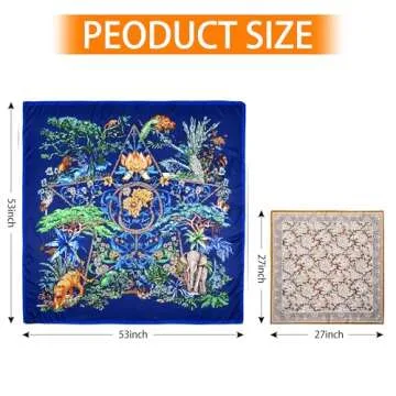 53” Large Head Scarf for Women - Silk Satin Scarf for Hair Wrapping at Night Bandana Square Scarf for Sleeping (Dark Blue)