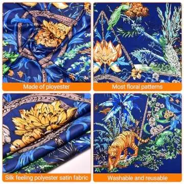 53” Large Head Scarf for Women - Silk Satin Scarf for Hair Wrapping at Night Bandana Square Scarf for Sleeping (Dark Blue)