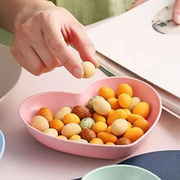 Golandstar 10pcs Heart Shaped Dinner Plates Dinnerware Dishes Set 6 Inch Food Plate Saucers Tray Fruits Snack Bowls BPA Free (Pink)