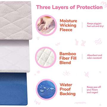 GuineaDad Liner | Guinea Pig Fleece Cage Liners | Guinea Pig Bedding | Burrowing Pocket Sleeve | Extra Absorbent Bamboo | Waterproof Bottom (C&C 2x3, Pink)