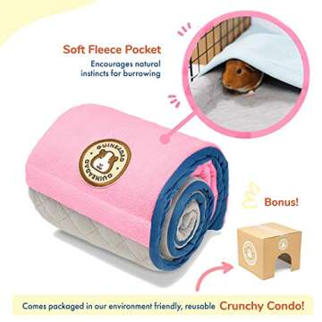 GuineaDad Liner | Guinea Pig Fleece Cage Liners | Guinea Pig Bedding | Burrowing Pocket Sleeve | Extra Absorbent Bamboo | Waterproof Bottom (C&C 2x3, Pink)