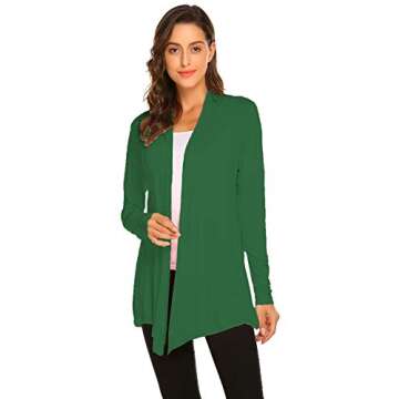 Newchoice Women's Trendy Summer Lightweight Cardigans Loose Long Sleeve Open Front Cardigan Sweaters Dusters Plus Size (Green, XXXL)