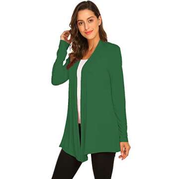 Newchoice Women's Trendy Summer Lightweight Cardigans Loose Long Sleeve Open Front Cardigan Sweaters Dusters Plus Size (Green, XXXL)
