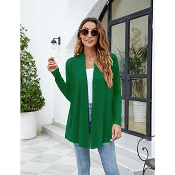Newchoice Women's Trendy Summer Lightweight Cardigans Loose Long Sleeve Open Front Cardigan Sweaters Dusters Plus Size (Green, XXXL)
