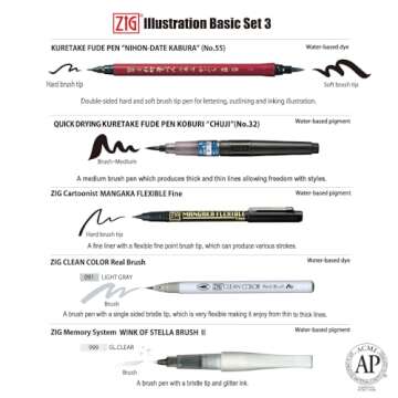 Kuretake Zig Inktober Special Set, illustration Basic Set No.3, for Manga Drawing, Lettering and Cal...
