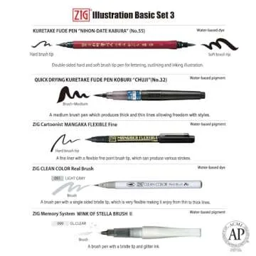 Kuretake Zig Inktober Special Set, illustration Basic Set No.3, for Manga Drawing, Lettering and Cal...