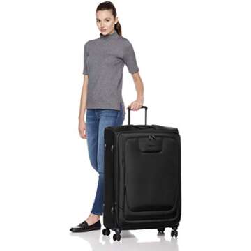 AmazonBasics 2 Piece Expandable Softside Spinner Luggage Suitcase With TSA Lock And Wheels Set - Black