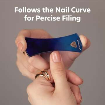 BONA FIDE BEAUTY Glass Nail File Manicure Set, 2-Pieces Blue Ergonomic Comfort Grip Bow Ergofile for...