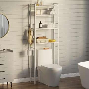 Rolanstar Over The Toilet Storage 4-Tier, Freestanding Bathroom Organizer, Sturdy Behind Toilet Rack...
