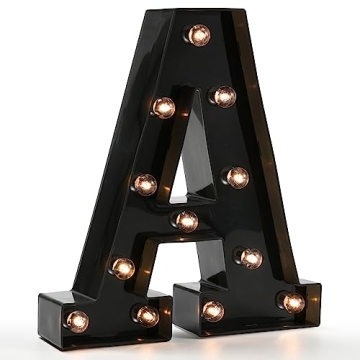 Light Up Black Alphabet Marquee Letters Sign LED Marquee Number Lights Sign for Night Light Home Bar...