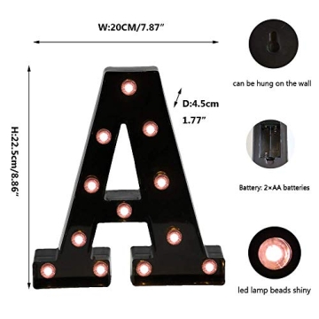 Light Up Black Alphabet Marquee Letter Sign LED Bright White Lights