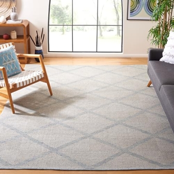 SAFAVIEH Montauk Collection Area Rug - 8' x 10', Light Blue, Handmade Cotton, Ideal for High Traffic...