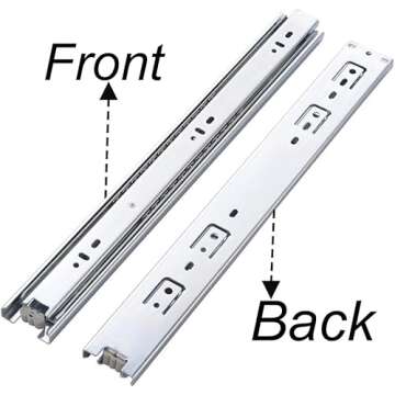 Friho 5 Pair of 22 Inch Hardware Ball Bearing Side Mount Drawer Slides, Full Extension, Available in...