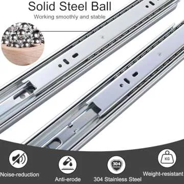 Friho 5 Pair of 22 Inch Hardware Ball Bearing Side Mount Drawer Slides, Full Extension, Available in 10'',12'',14'',16'',18'',20'',22'',24'' Lengths