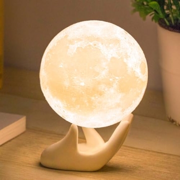 Mydethun 3D Moon Lamp - Ceramic Base LED Night Light for Home