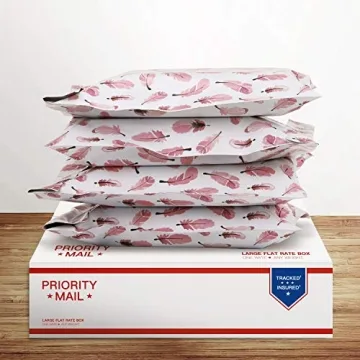 RUSPEPA Feather Design Poly Mailers - 100Pcs Shipping Bags