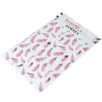 RUSPEPA Feather Design Poly Mailers - 100Pcs Shipping Bags