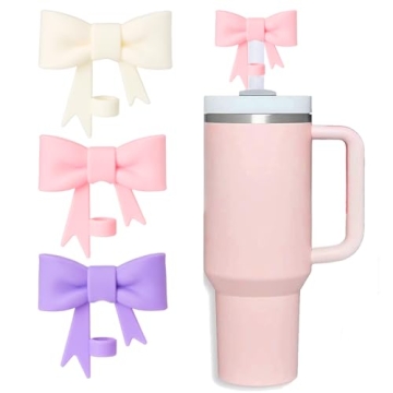 HIUSITY Bow Straw Cover Topper for Stanley Cup - Cute, Durable Silicone Toppers