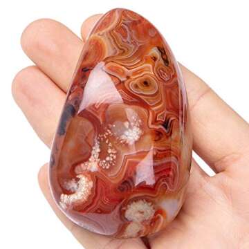 UFEEL Banded Agate Palm Stone Crystal Natural Chakra Reiki Polished Healing Oval Pocket Worry Stone ...
