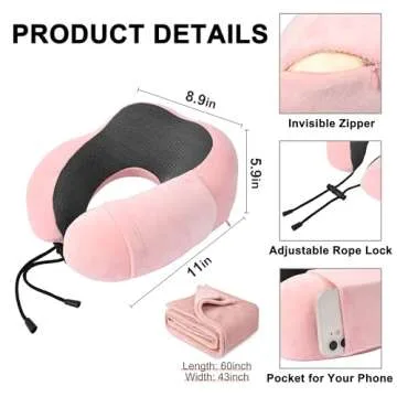 urnexttour Travel Pillow and Blanket Set for Comfort
