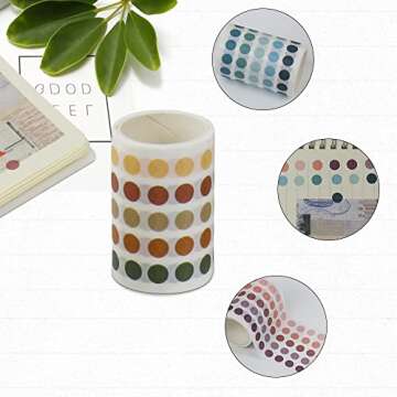 Ctpeng Washi Dot Stickers 10 Rolls,12500pcs 1/3" Inch Small Color Circle Stickers,Assorted Translucent Round Coding Stickers for Bullet Journals, Art Craft, Calendars