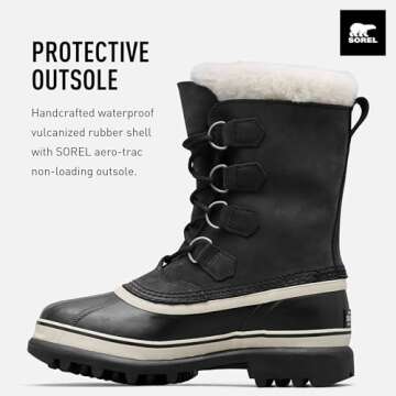 SOREL Women's Caribou Waterproof Boot - Black, Stone - 9