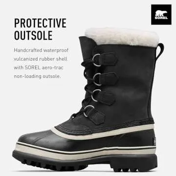 SOREL Women's Caribou Waterproof Boot - Black, Stone - 9
