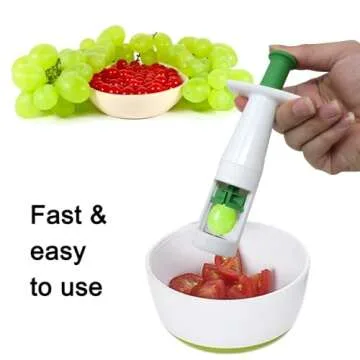 yueton 1 Pack Grape Cutter Grape Slicer Grape Small Tomato Quarter Cutter Tool with 2 Cleaning Brushes