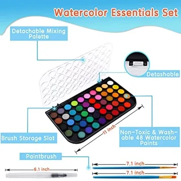 48 Colors Washable Watercolor Paint Set for Artists and Kids