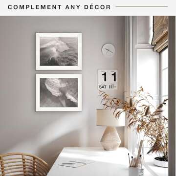 MCS Studio Gallery 8.5x11 Picture Frame White Woodgrain, Rectangle Photo Frame for Photos, Posters & Art Prints & Easel for Tapletop Display (2-Pack)