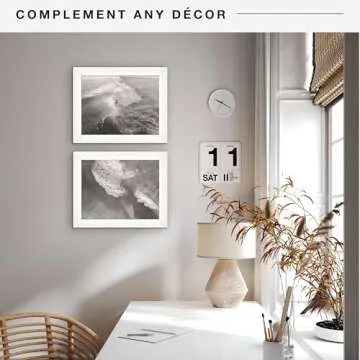 MCS Studio Gallery 8.5x11 Picture Frame White Woodgrain, Rectangle Photo Frame for Photos, Posters & Art Prints & Easel for Tapletop Display (2-Pack)