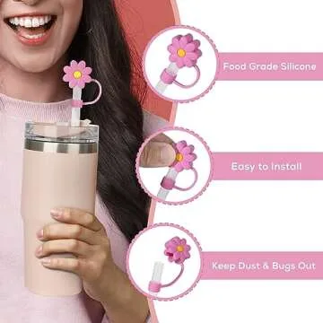 Straw Cover Cap 10MM for Stanley Cup Adventure Quencher 40oz, Reusable Silicone Stopper tips for Stanley Tumbler 30 oz, 20 oz, 12 oz Accessories, Fits 0.4 inch/10mm Drinking Straws (12 pcs)