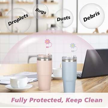 Straw Cover Cap 10MM for Stanley Cup Adventure Quencher 40oz, Reusable Silicone Stopper tips for Stanley Tumbler 30 oz, 20 oz, 12 oz Accessories, Fits 0.4 inch/10mm Drinking Straws (12 pcs)