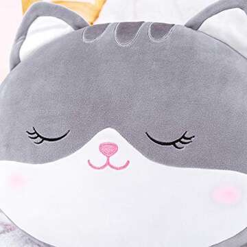 Lazada Kids Pillow Cat Plush Pillows Toy Soft Gift Baby Girl Gifts Gray 15 Inches