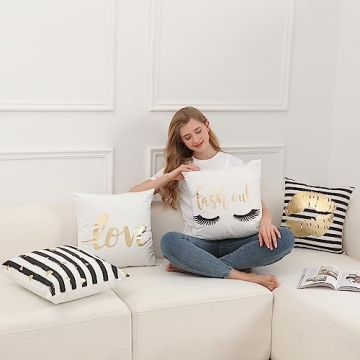 Stylish Black and Gold Throw Pillow Covers for Home Decor