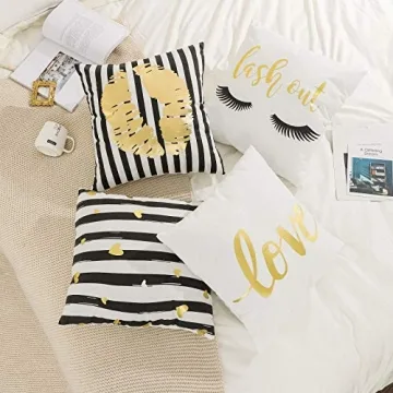 Stylish Black and Gold Throw Pillow Covers for Home Decor