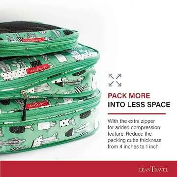 LeanTravel Compression Packing Cubes for Travel Organizers with Double Zipper (6-Pack (2L+2M+2S), Gr...