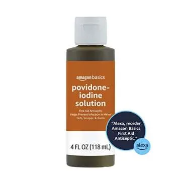 Amazon Basics First Aid Antiseptic, 10% Povidone Iodine Solution , Unflavored, 4 Fluid Ounces, 1-Pack (Previously Solimo)