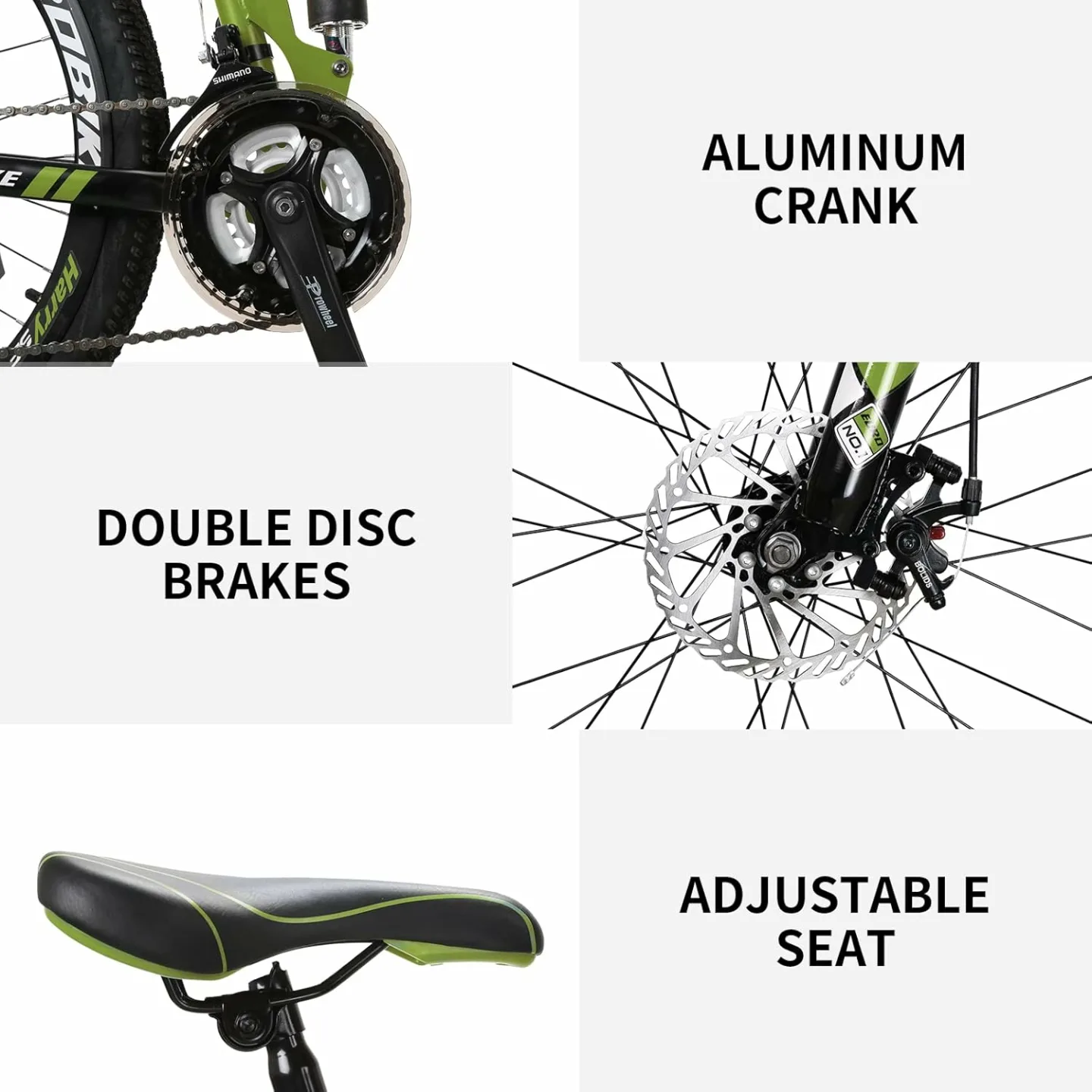 EUROBIKE Folding Mountain Bike - 21 Speed & Full Suspension