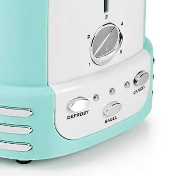 Stylish Nostalgia Aqua Retro Wide Toaster with 5 Settings