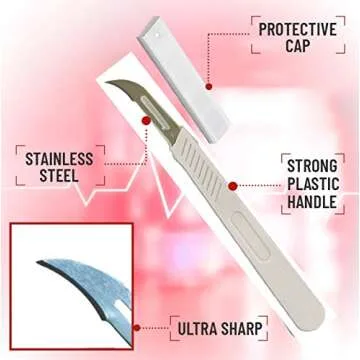 MedHelp Disposable Scalpel - Pack of 10 Dermaplaning Blades with Plastic Handle