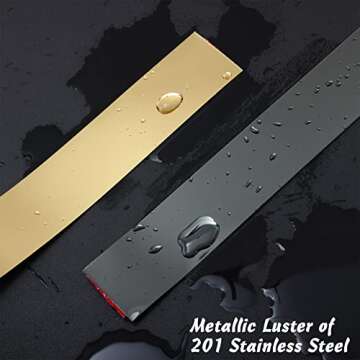 Trimold Stainless Steel Wall Molding Trim Peel and Stick, Flexible Self-adhesive Metal Trim for Ceiling, Mirror Frame and more, Mirror-like Finish Metallized Gold