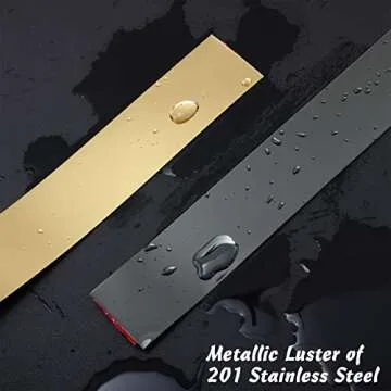 Trimold Stainless Steel Wall Molding Trim Peel and Stick, Flexible Self-adhesive Metal Trim for Ceiling, Mirror Frame and more, Mirror-like Finish Metallized Gold